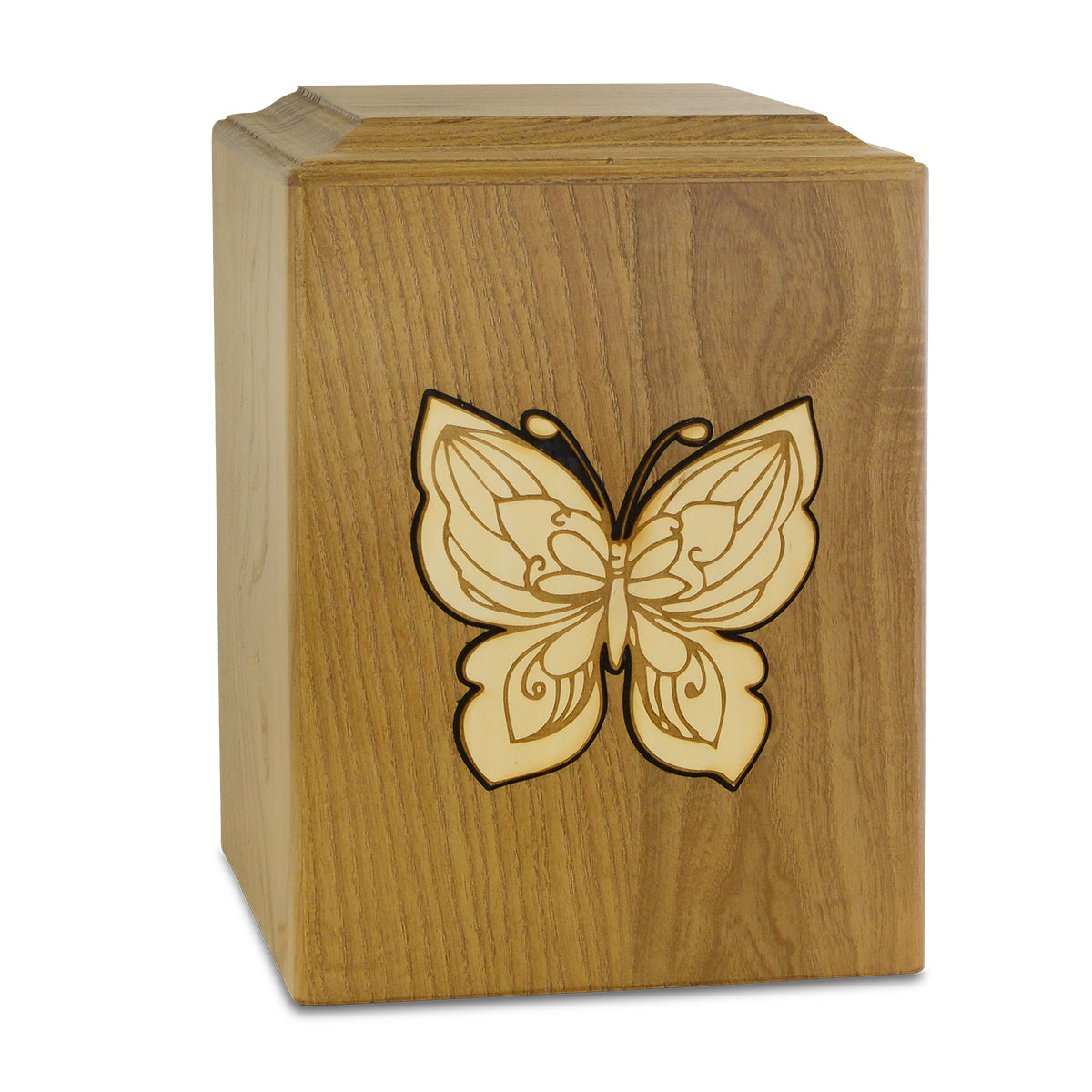 Golden Butterfly Wood Urn